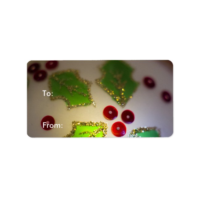 Holly Löv och Berries etiketter för prydnadsgåvor Adressetikett (Framsidan)