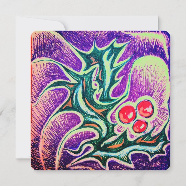 Holly Löv och Berry Colorful Julkort (Framsida)