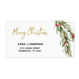 Holly Löv, vattenfärgsblad, helgdag Adress Fraktsedel