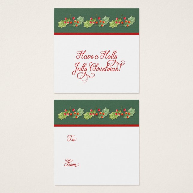 Holly Lövs Berries Holly Jolly-Märkre Fyrkantigt Visitkort (Framsida & baksida)