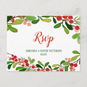 Holly Lövs Berry jul Bröllop OSA Inbjudan Vykort