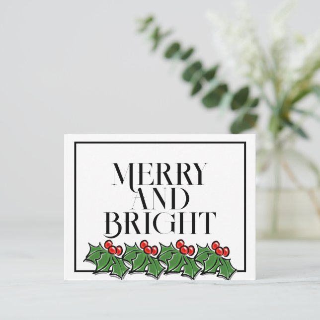 Holly Lövs, Holly-bär, roligt helgdag Postcard Vykort (Stående Fram)