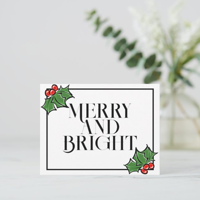 Holly Lövs, Holly-bär, roligt helgdag Postcard Vykort (Stående Fram)