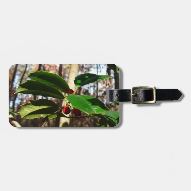 Holly Lövs I Helgdag Botanical Bagagebricka (Horisontell Framsida)