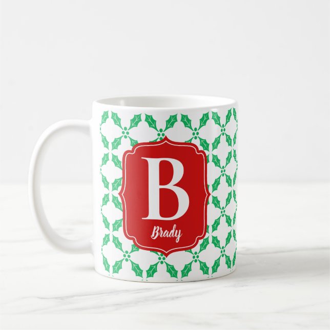 Holly Lövs Mönster Red and Grönt Helgdag Kaffemugg (Vänster)