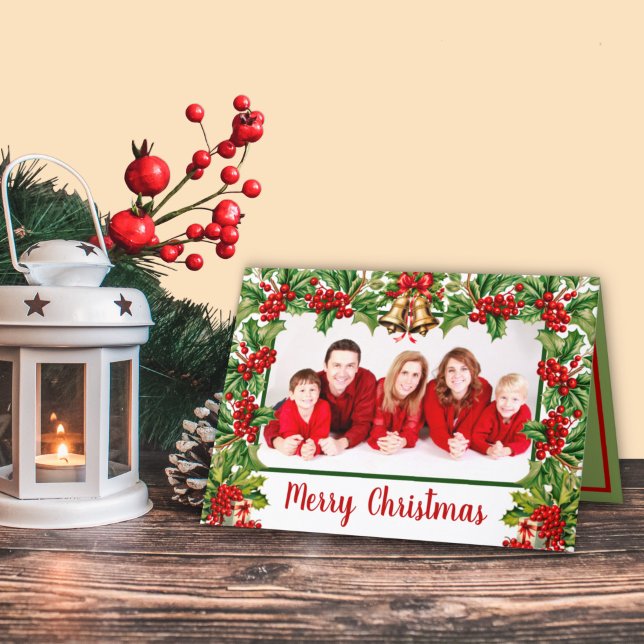 Holly Lövs och Berries God jul Photo Helgkort (Skapare uppladdad)