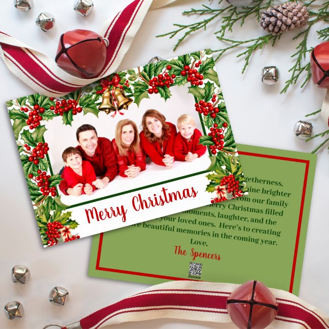 Holly Lövs och Berries God jul Photo Julkort (Skapare uppladdad)
