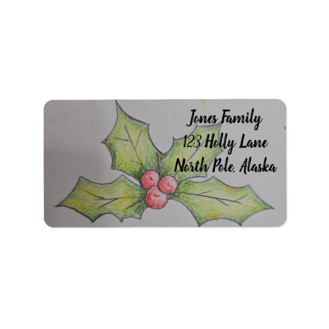 Holly Lövs och Berries jul Helgdag Adressetikett (Framsidan)