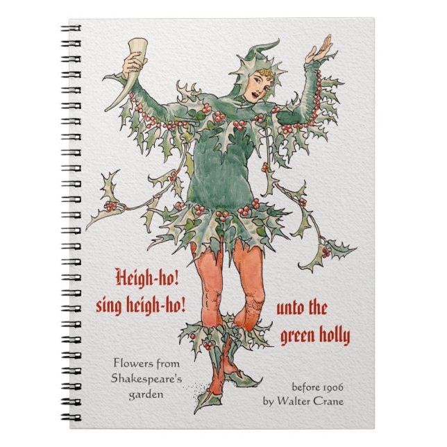 Holly man Walter Crane Flowers från Shakespeare Anteckningsbok (Framsidan)