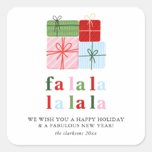 Holly Merry & Bright Helgdag Card Fyrkantigt Klistermärke