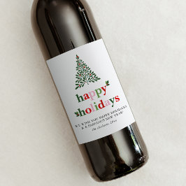 Holly Merry & Bright Helgdag Card Vinflaska Etikett