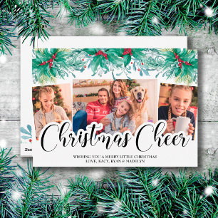 Holly Mistletoe 3 Photo jul Cheer Script Julkort