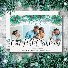 Holly Mistletoe 3 Photo Vår första julskript Julkort