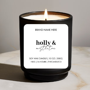 Holly & Mistletoe julljus - etikett   Elegant