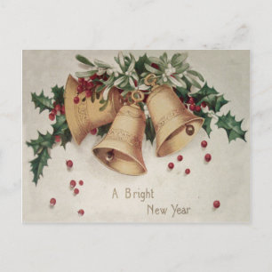 Holly Mistletoe Klockor Bell Winterberry Vykort