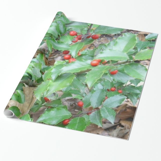 Holly-n-Berry Wrapping Papper Presentpapper (Utrullad)