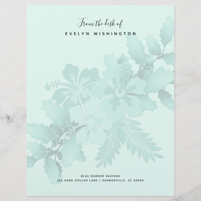 Holly n Hibiscus Helgdag Business Letterhead Pappe Brevhuvud (Framsida)