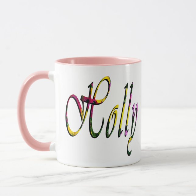 Holly, Namn, Logotyp, Rosa Combo Coffee Mugg (Vänster)