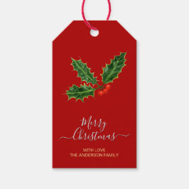 Holly och Berries God jul & Family Namn Presentetikett