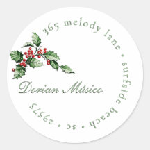 Holly och Berries Helgdag Grönt Red Address Label