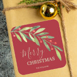 Holly och Berries Helgdag jul Fyrkantigt Klistermärke<br><div class="desc">Skapa klistermärken för helgdag, party favors, inbjudningskuvert och mer med moderna, elegant- och jordgubbar med ditt budskap i chic, skrivet i alla färg och på alla färg bakgrunder. Du kan ändra all text, typsnitt och teckensnitt för färg, klicka bara på länken "anpassa ytterligare" och använda verktyg för att ändra den...</div>