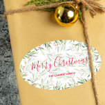 Holly och Berries Helgdag jul Ovalt Klistermärke<br><div class="desc">God jul personlig ovala klistermärken med modern elegant vinterbär och löv med ditt namn och hälsning med chic. All text,  typsnitt,  font färg kan ändras,  klicka bara på länken "anpassa ytterligare". **ALL STICKER STILAR är redan gjort för dig i vår butik plus MATCHING-artiklar i vår butik.</div>
