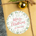 Holly och Berries Helgdag jul Runt Klistermärke<br><div class="desc">Rundklistermärken i god jul med modern löv och bär under eleganten med ditt namn och hälsning med chic. All text,  typsnitt,  font färg kan ändras,  klicka bara på länken "anpassa ytterligare". **ALL STICKER STILAR är redan gjort för dig i vår butik plus MATCHING-artiklar i vår butik.</div>