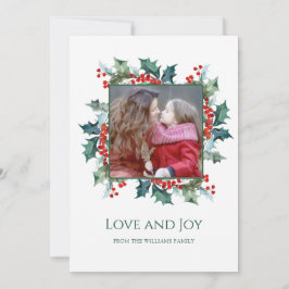 Holly och Berries Helgdag Photo Greeting Card Julkort