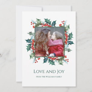 Holly och Berries Helgdag Photo Greeting Card Julkort