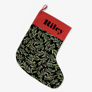 Holly och Berries Jul Helgdag Stor Julstrumpa
