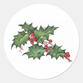 Holly och Berries | Julens Helgdag Stickers Runt Klistermärke