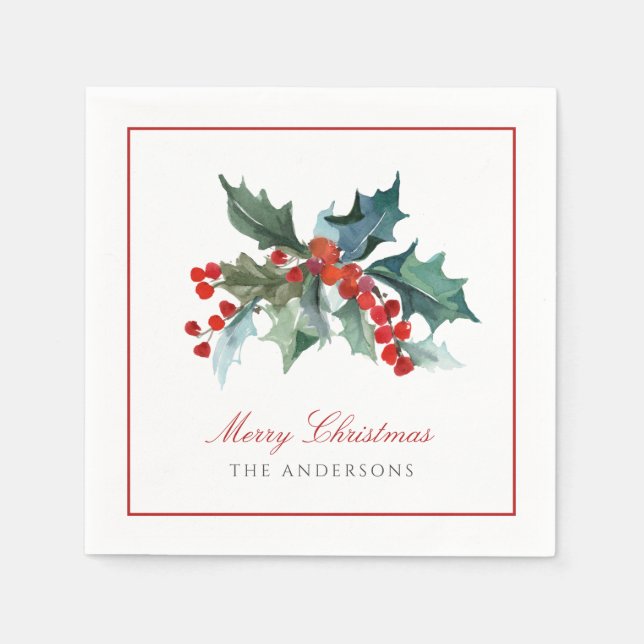 Holly och Berries med familje-julen i Namn Pappersservett (Framsidan)