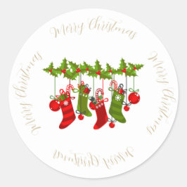 Holly och Berries med julklapp Runt Klistermärke