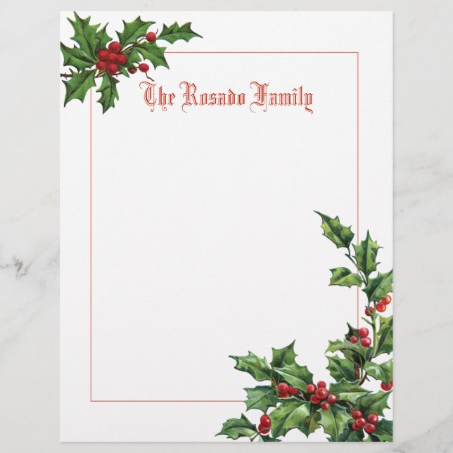 Holly och Berries Stationery eller Scrapbook Pappe (Framsida)