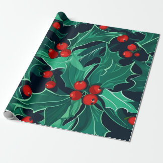 Holly och Berries Wrapping Papper Presentpapper