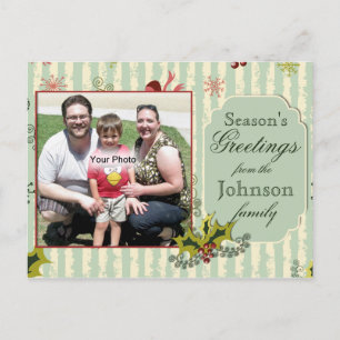 Holly och Bows Photo jul Postcard Helg Vykort
