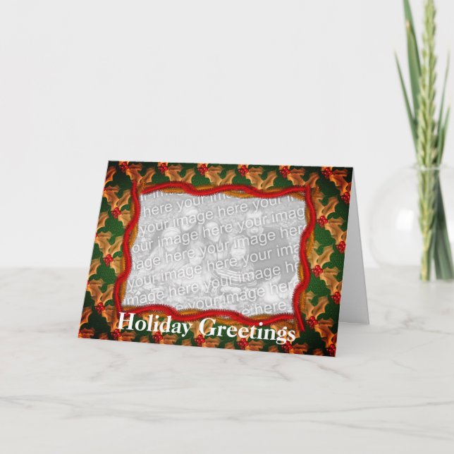 Holly och Garland jul-Helgdag-fotokort Helgkort (Framsida)