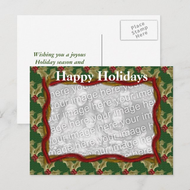 Holly och Garland jul-Helgdag Fotovykort Helg Vykort (Fram/baksida)