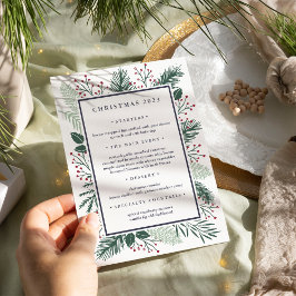 Holly och Gräs | Anpassningsbar Julmiddag Menu Inbjudningar