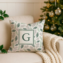 Holly och Gräs Monogram Helgdag Kudde
