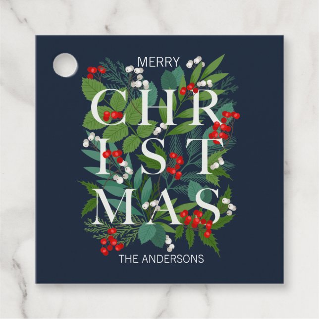 Holly och Greenery God jul Helgdag Gåvor Etiketter (Framsida)