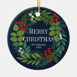 Holly och Greenery God jul Helgdag Julgransprydnad Keramik