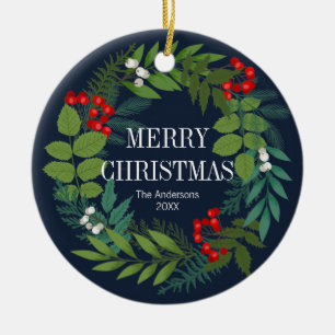 Holly och Greenery God jul Helgdag Julgransprydnad Keramik