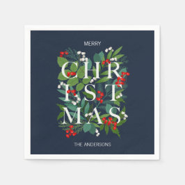 Holly och Greenery God jul Helgdag Pappersservett