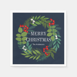 Holly och Greenery God jul Helgdag Pappersservett
