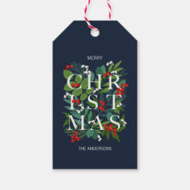 Holly och Greenery God jul Helgdag Presentetikett