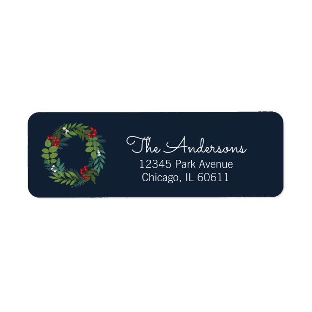 Holly och Greenery Helgdag Adress Returadress Etikett (Framsidan)