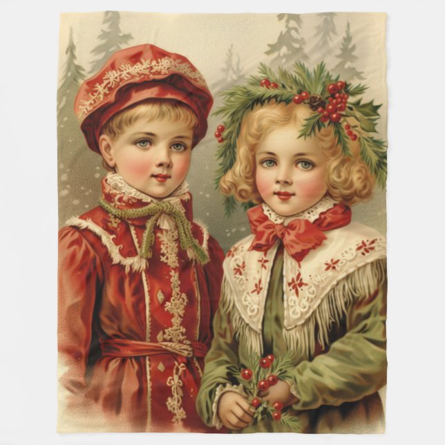 Holly och HEarth Gamla Fashioned jul Blanket Fleecefilt (Framsidan)