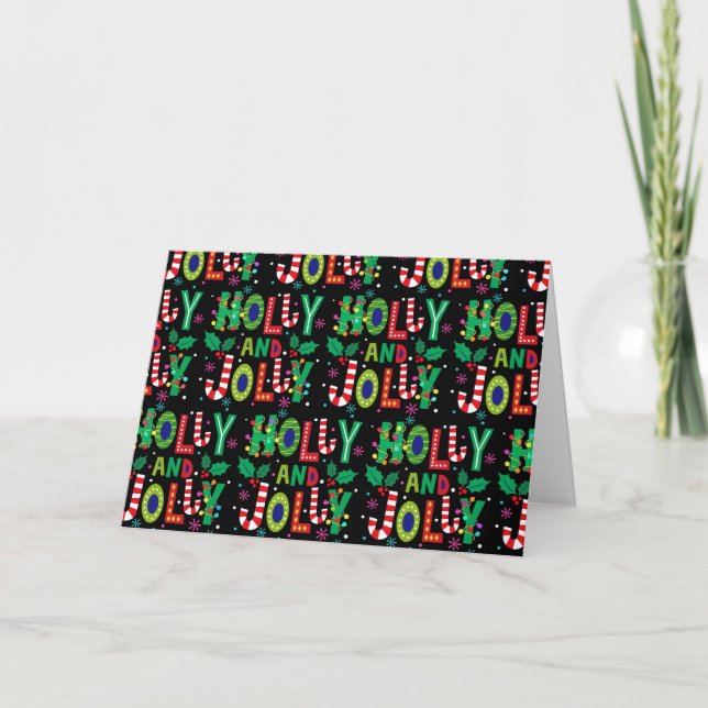 Holly och Jolly-julanteckningskort Helgkort (Framsida)