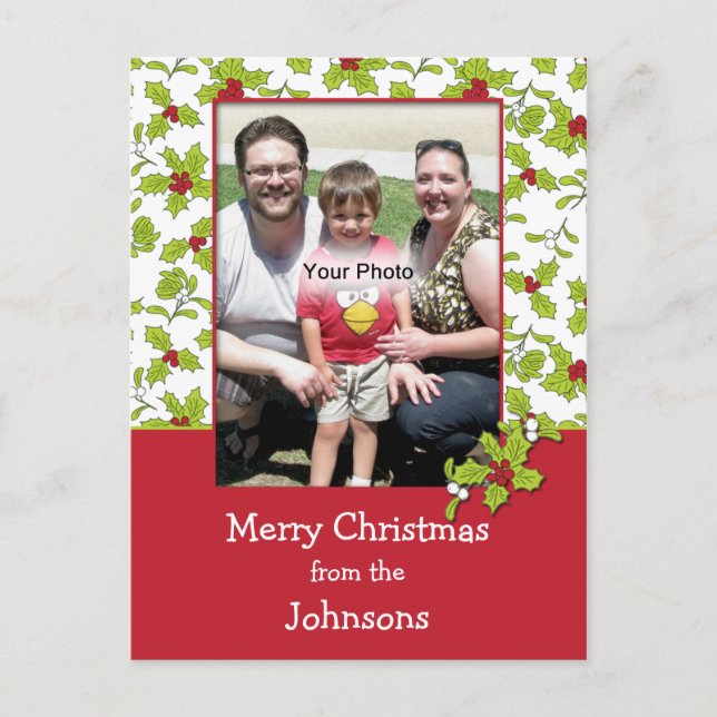 Holly och Mistletoe Photo jul-vykort Helg Vykort (Framsida)